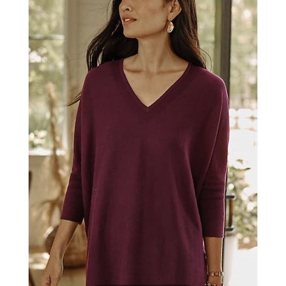 J. Jill Pure Jill Oversized V-neck Drop Shoulder Relaxed Sweater XS PETITE - Picture 1 of 9